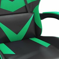Gamestoel draaibaar met voetensteun kunstleer zwart en groen 7