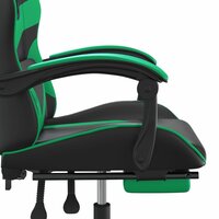 Gamestoel draaibaar met voetensteun kunstleer zwart en groen 8