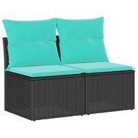 2-delige Loungeset met kussens poly rattan acacia zwart 2