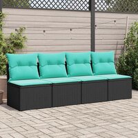 2-delige Loungeset met kussens poly rattan acacia zwart 3