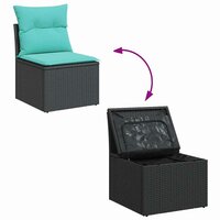 2-delige Loungeset met kussens poly rattan acacia zwart 5