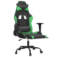 Massage gamestoel met voetensteun kunstleer zwart en groen 3