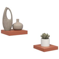 Wandplank met opslag 2 pcs Rood 23 x 23,5 x 4 cm Bewerkt hout 3