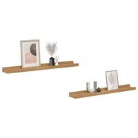 Wandplank met plank 2 pcs Bruin 60 x 9 x 3 cm Bewerkt hout 3