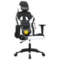 Massage gamestoel kunstleer zwart en wit 5