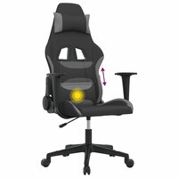Massage gamestoel stof zwart en lichtgrijs 7