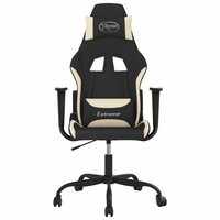 Massage gamestoel stof zwart en cr&egrave;mekleurig 3