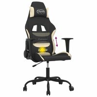 Massage gamestoel stof zwart en cr&egrave;mekleurig 7