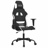 Massage gamestoel stof zwart en wit 2