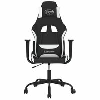 Massage gamestoel stof zwart en wit 3