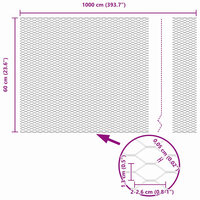 Hexagon Hek Zilver 0,6 x 10 m Gegalvaniseerd staal 9