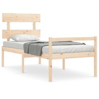 Seniorenbed met hoofdbord massief hout 90x200 cm 2