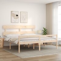 Seniorenbed met hoofdbord massief hout 200x200 cm 3