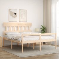 Seniorenbed met hoofdbord massief hout 160x200 cm 3