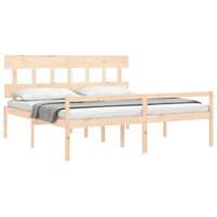 Seniorenbed met hoofdbord massief hout 200x200 cm 4