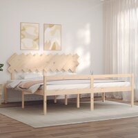 Seniorenbed met hoofdbord massief hout 200x200 cm 3