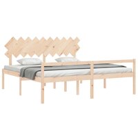 Seniorenbed met hoofdbord massief hout 200x200 cm 4