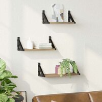 Wandplank Wandgemonteerd met opslag 3 pcs Rook Eik 4