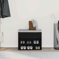 Schoenenbank met plank Zwart Eiken 60 x 30 x 45 cm Bewerkt hout 4