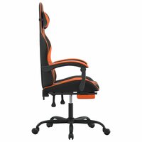 Gamestoel draaibaar met voetensteun kunstleer zwart en oranje 4
