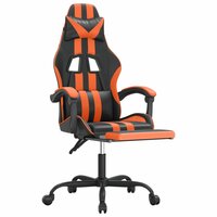 Gamestoel draaibaar met voetensteun kunstleer zwart en oranje 6