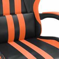 Gamestoel draaibaar met voetensteun kunstleer zwart en oranje 7