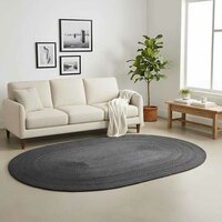 Vloerkleed Natuurlijk en Zwart 300 x 300 cm Jute 2