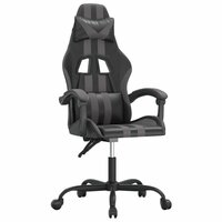 Gamestoel draaibaar kunstleer zwart en grijs 2