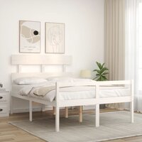 Seniorenbed met hoofdbord massief hout wit 3