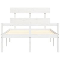 Seniorenbed met hoofdbord massief hout wit 6