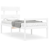 Seniorenbed met hoofdbord massief hout wit 90x200 cm 2
