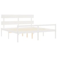 Seniorenbed met hoofdbord massief hout wit 200x200 cm 5