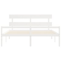 Seniorenbed met hoofdbord massief hout wit 200x200 cm 6