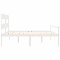 Seniorenbed met hoofdbord massief hout wit 200x200 cm 7