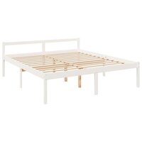 Seniorenbed met hoofdbord massief hout wit 200x200 cm 9