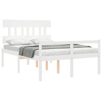 Seniorenbed met hoofdbord massief hout wit 4
