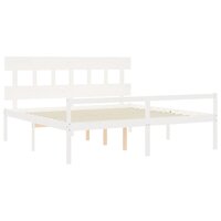 Seniorenbed met hoofdbord massief hout wit 200x200 cm 5