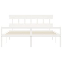 Seniorenbed met hoofdbord massief hout wit 200x200 cm 6