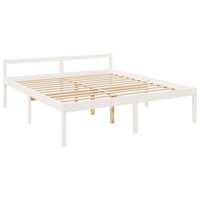 Seniorenbed met hoofdbord massief hout wit 200x200 cm 9