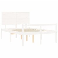 Seniorenbed met hoofdbord massief hout wit 140x190 cm 5