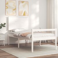 Seniorenbed met hoofdbord massief hout wit 90x200 cm 3