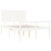 Seniorenbed met hoofdbord massief hout wit 140x200 cm 5