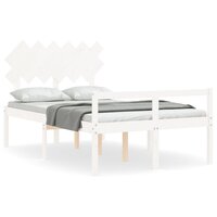 Seniorenbed met hoofdbord massief hout wit 2