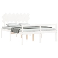 Seniorenbed met hoofdbord massief hout wit 140x190 cm 4