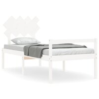 Seniorenbed met hoofdbord massief hout wit 90x200 cm 2