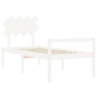 Seniorenbed met hoofdbord massief hout wit 90x200 cm 5