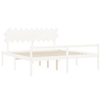 Seniorenbed met hoofdbord massief hout wit 200x200 cm 5