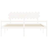 Seniorenbed met hoofdbord massief hout wit 200x200 cm 6