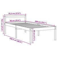 Seniorenbed massief grenenhout wasbruin 90x200 cm 9