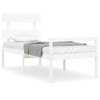 Seniorenbed met hoofdbord massief hout wit 2
